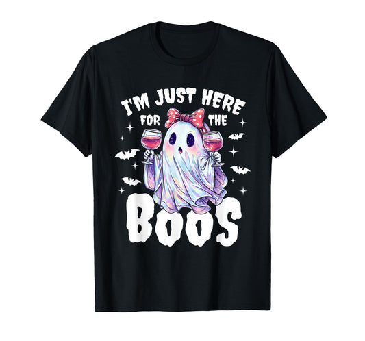 Cute Ghost Wine Halloween Design T-Shirt