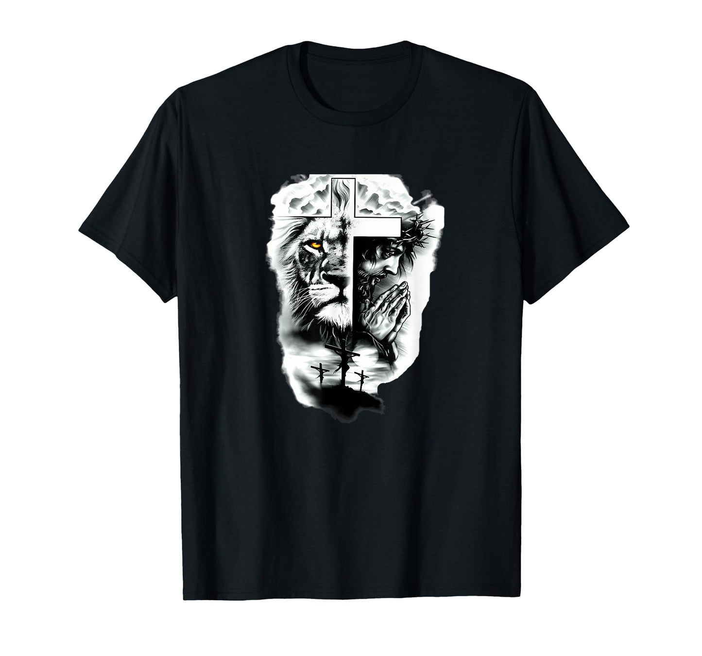 Christian Art Jesus The Cross Lion Of Judah Christ Religious T-Shirt