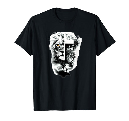Christian Art Jesus The Cross Lion Of Judah Christ Religious T-Shirt