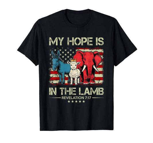 My Hope is in the Lamb Elephant Donkey USA Funny Scripture T-Shirt