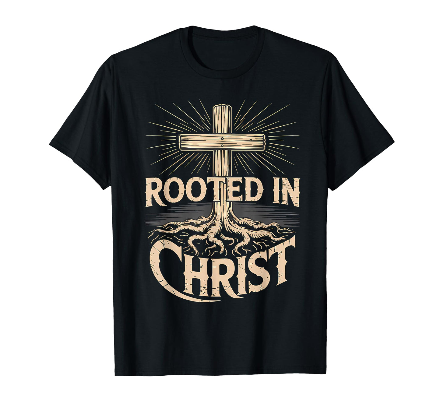 Rooted in Christ Christian Faith Jesus Cross T-Shirt
