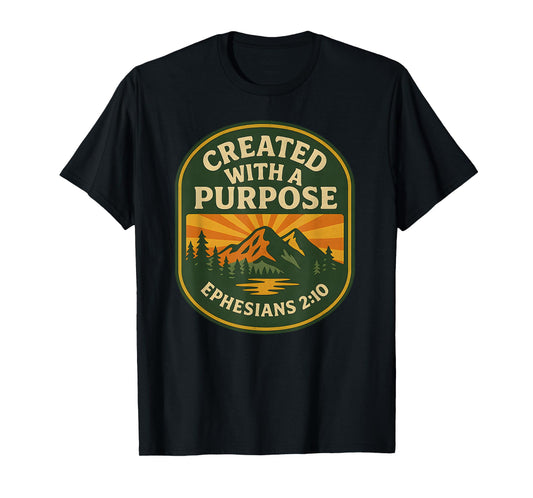Retro Created with A Purpose Ephesians 2 10 Bible Verse T-Shirt