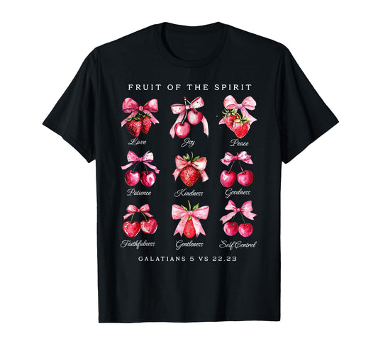 Fruit Of The Spirit Pink Coquette Bow Strawberry's Christian T-Shirt