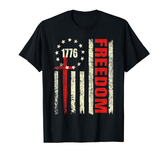 Freedom Shirt Christian Faith Political America Flag Cross T-Shirt