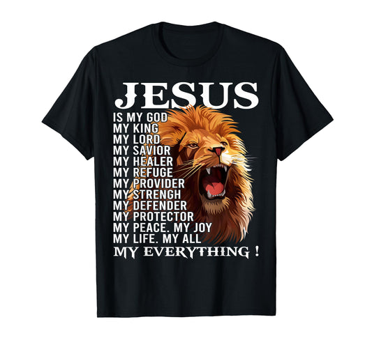 Lion Christian Jesus Is My God King, Lord, and Savior T-Shirt