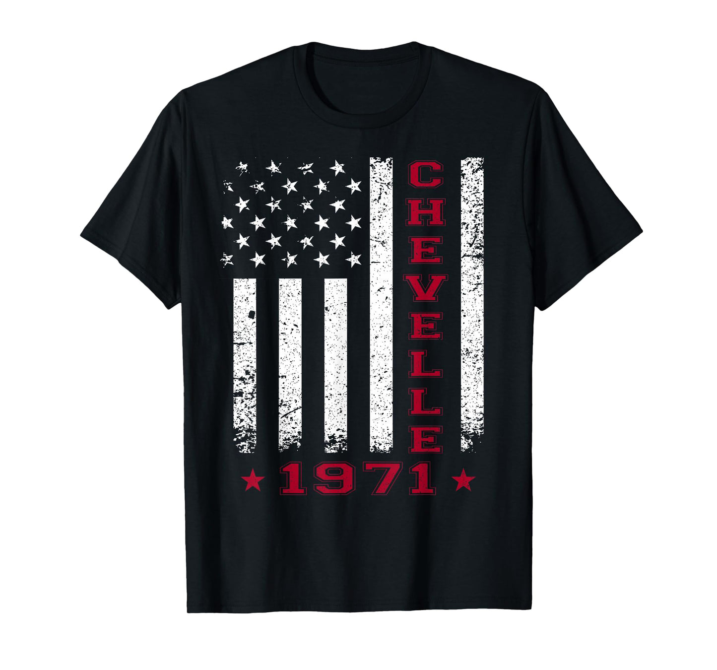 American Flag Jersey Style Chevelle 71 1971 Muscle Car T-Shirt