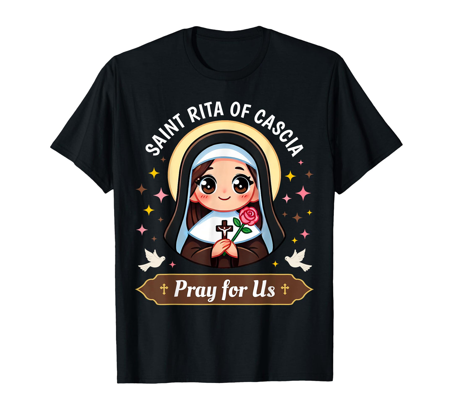 St Rita of Cascia Pray for Us Devotional Catholic for Kids T-Shirt