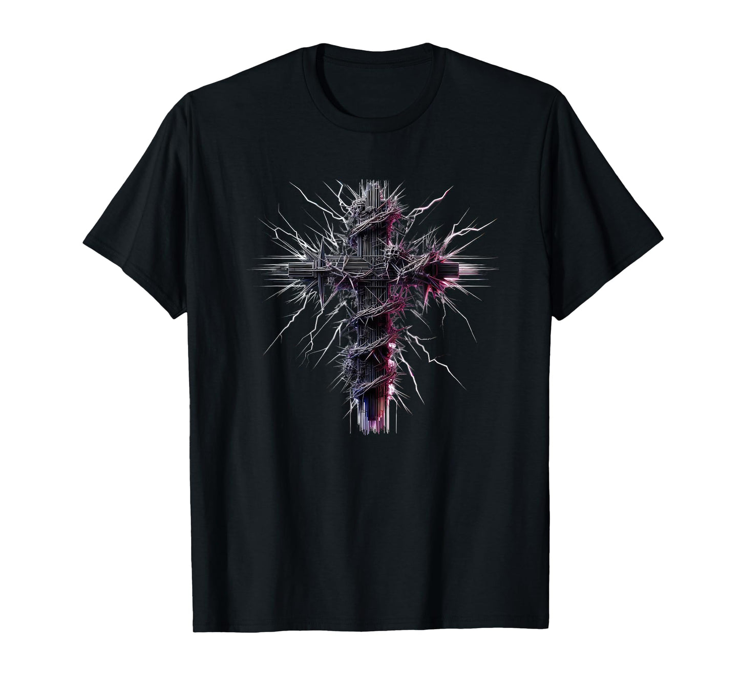 Christian Cross Punk Art Style Distressed Crown of thorns T-Shirt