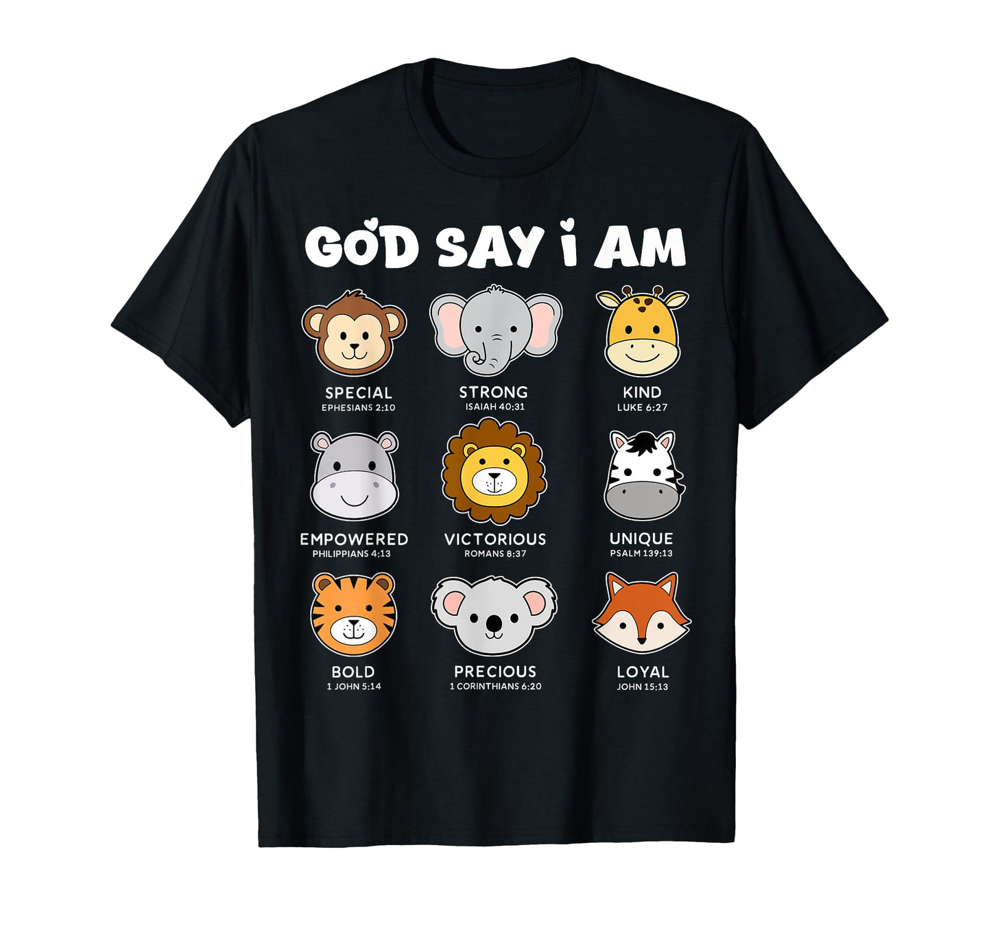 God Say I Am Strong Funny Zoo Animals Toddler Boy Kids Son T-Shirt