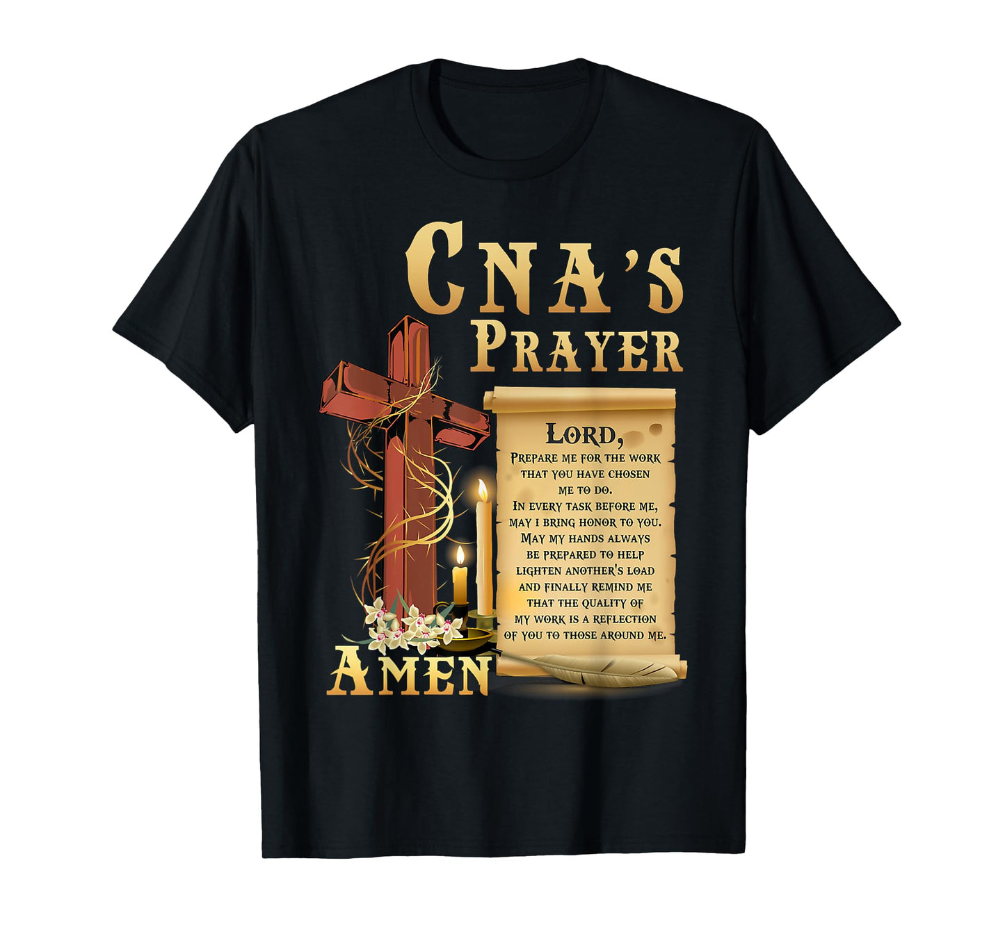 CNA Prayer Amen Certified Nursing Assistant Jesus Christian T-Shirt