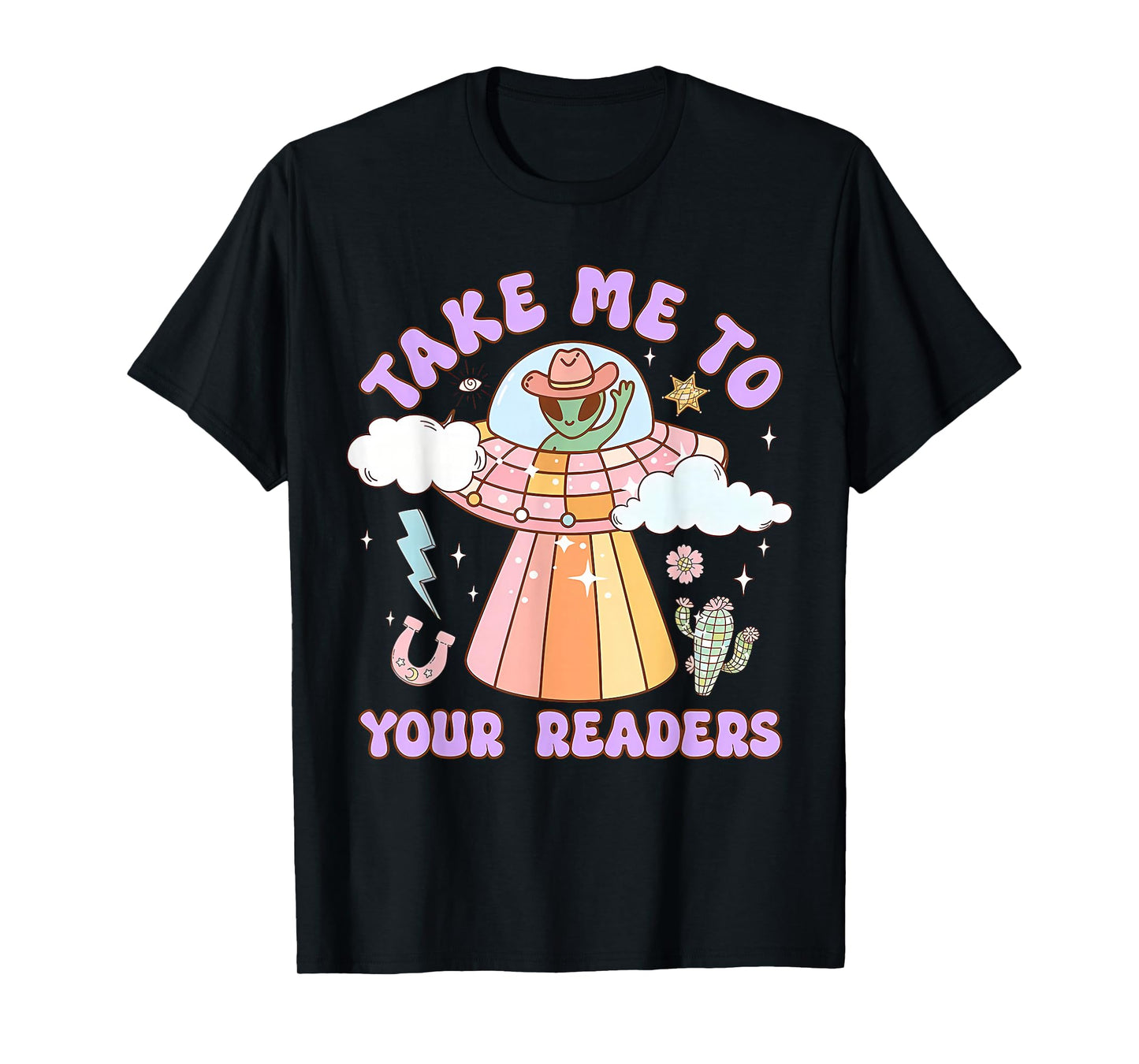 Vintage Retro Take Me to Your Readers Alien Graphic Tee T-Shirt