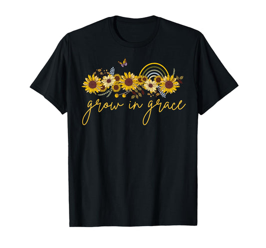 grow in grace sunflower Christian womens graphic tees T-Shirt