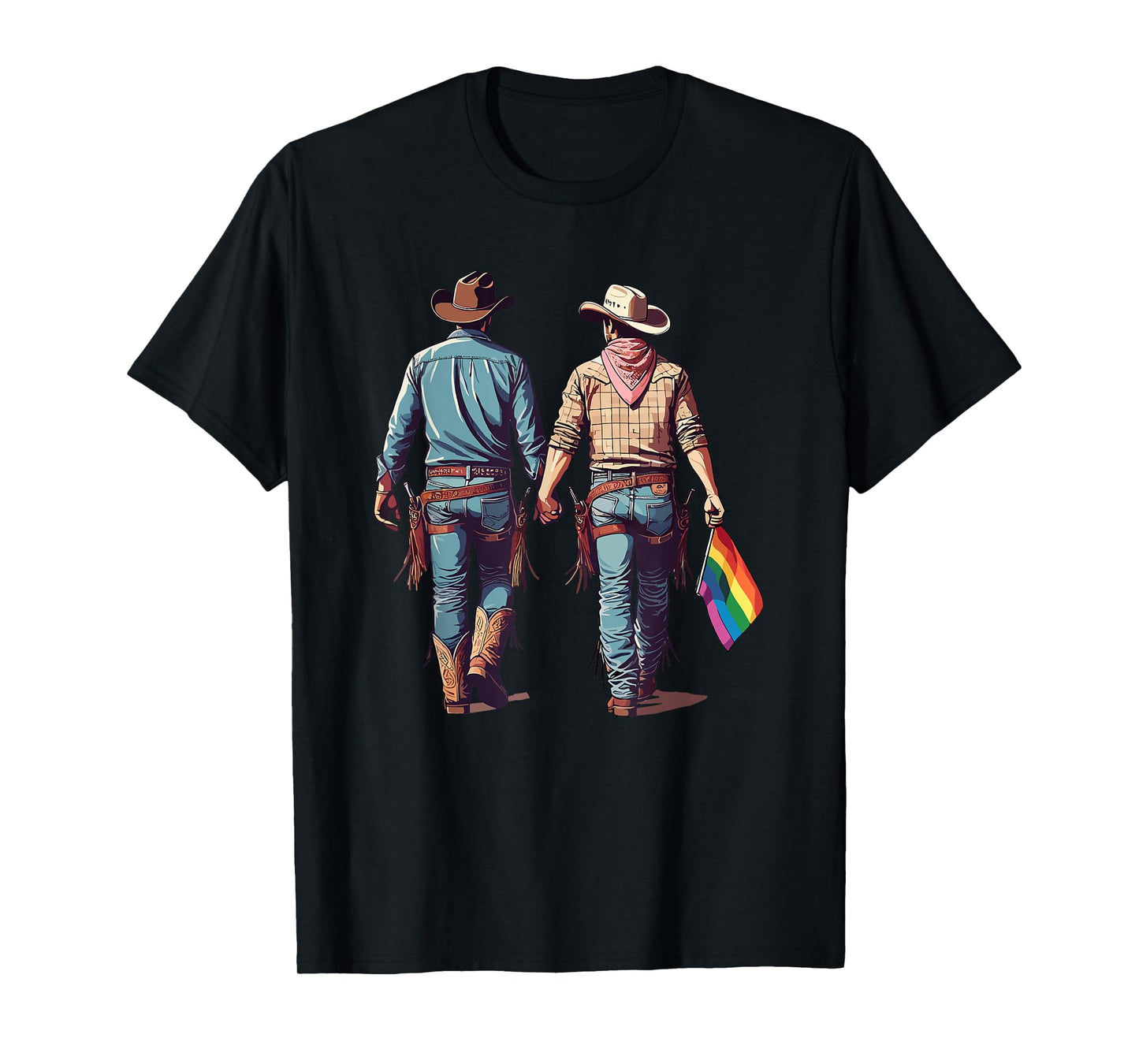 Gay Cowboy Western LGBTQIA Cowboys Holding Hands T-Shirt