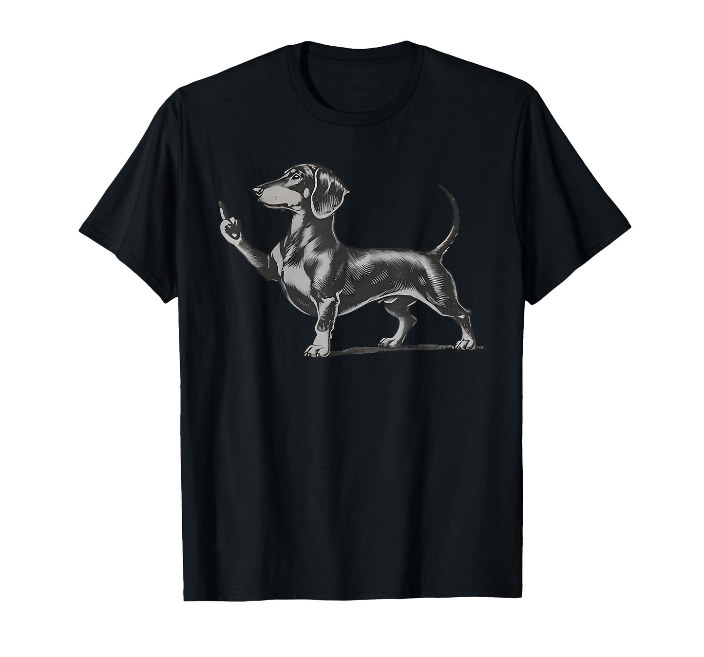 Funny Rude Black Dachshund Dog Meme Middle Finger Wiener Dog T-Shirt