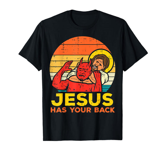 Jesus Has Your Back Jiu Jitsu Retro Christian T-Shirt