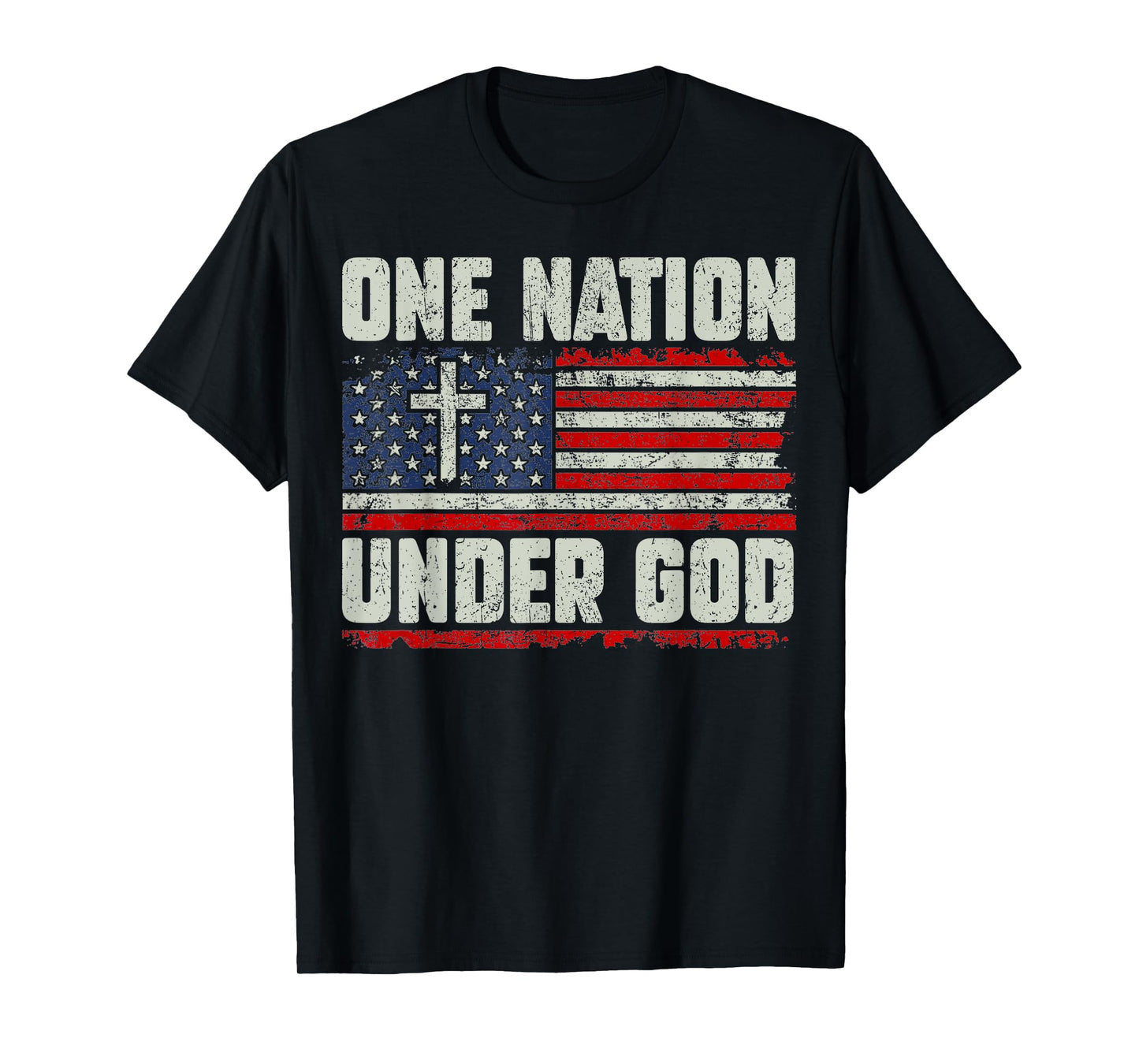One Nation Under God Flag 4th Of July Patriotic Mens USA Tee T-Shirt