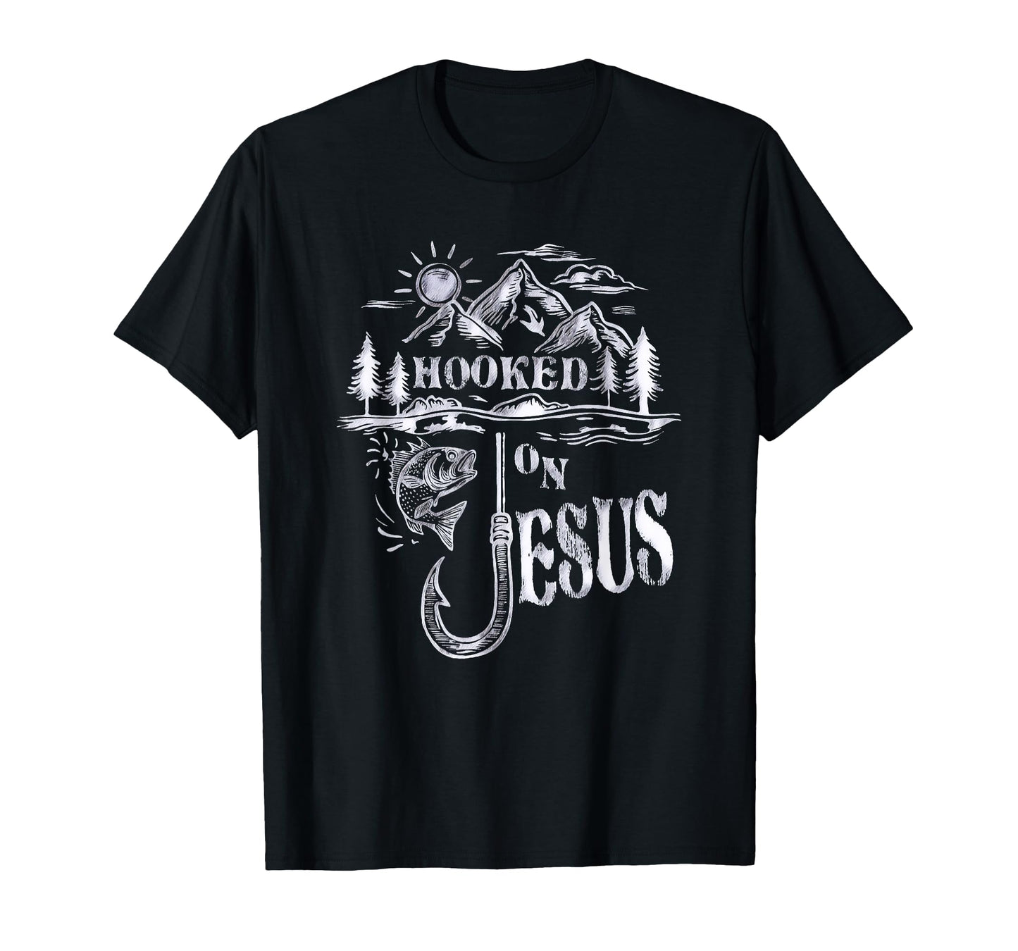 Hooked on Jesus Christ Faith Hope Love Religious T-Shirt