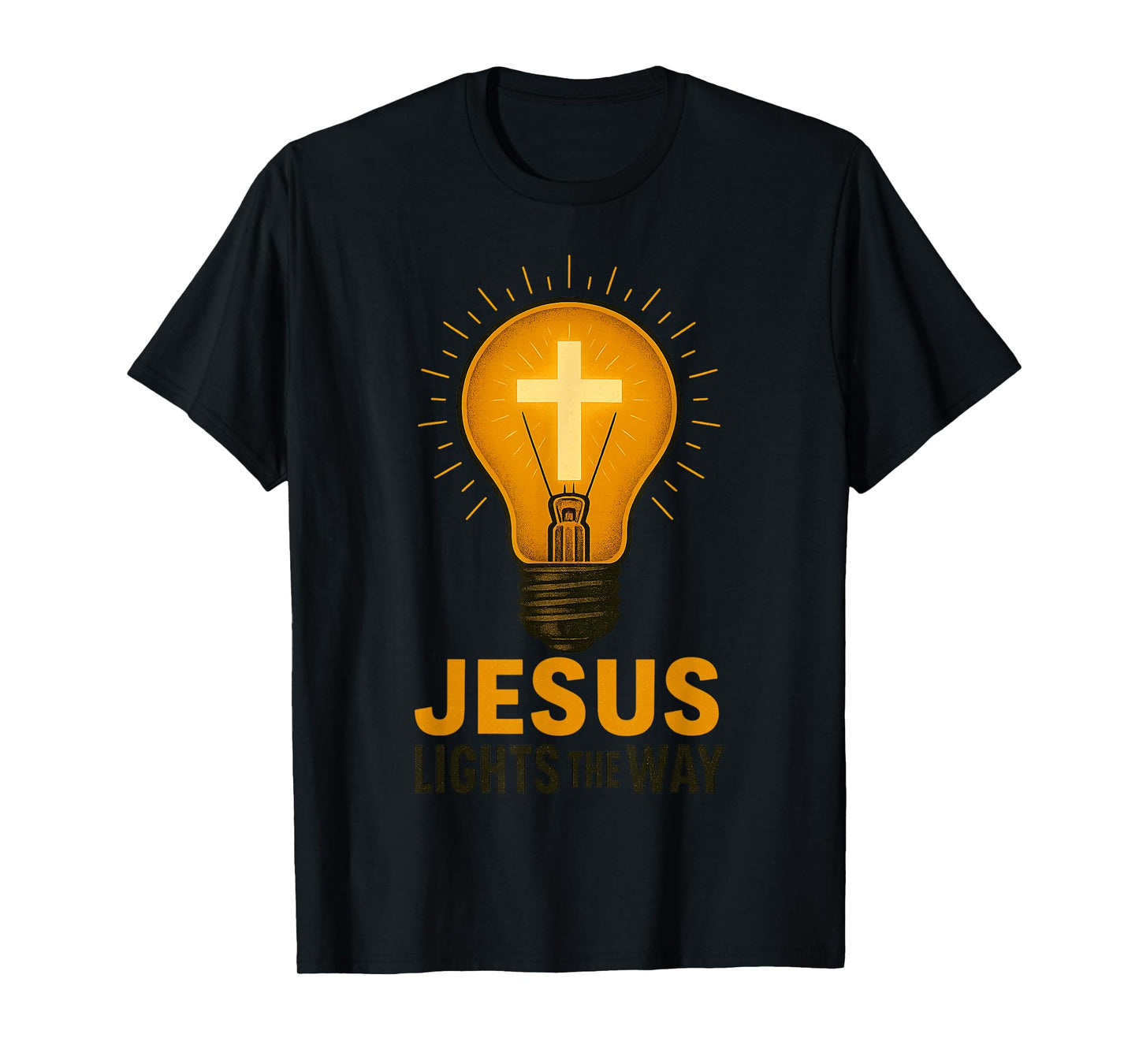 Jesus Lights The Way Cross Bulb Christian Religious Faith T-Shirt