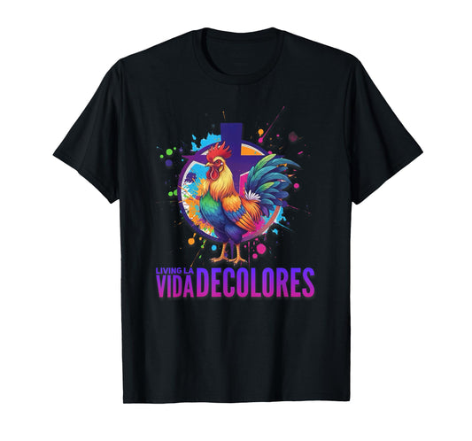 DeColores Cursillo Rainbow Rooster Catholic T-Shirt