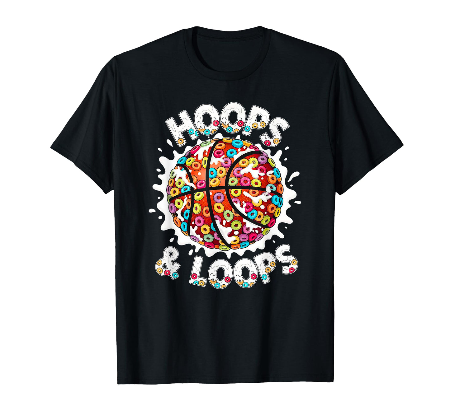 Loops & Hoops Basketball Slam Dunk Colorful Basketball Drip T-Shirt