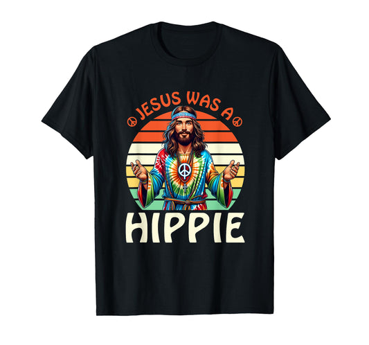 Groovy There Was Jesus Cross Christian Religious Hippie T-Shirt