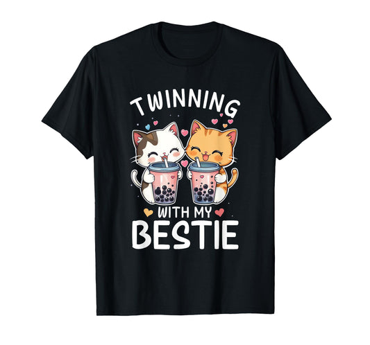 Cat Twinning With My Bestie Friends Spirit Week Girls Kids T-Shirt