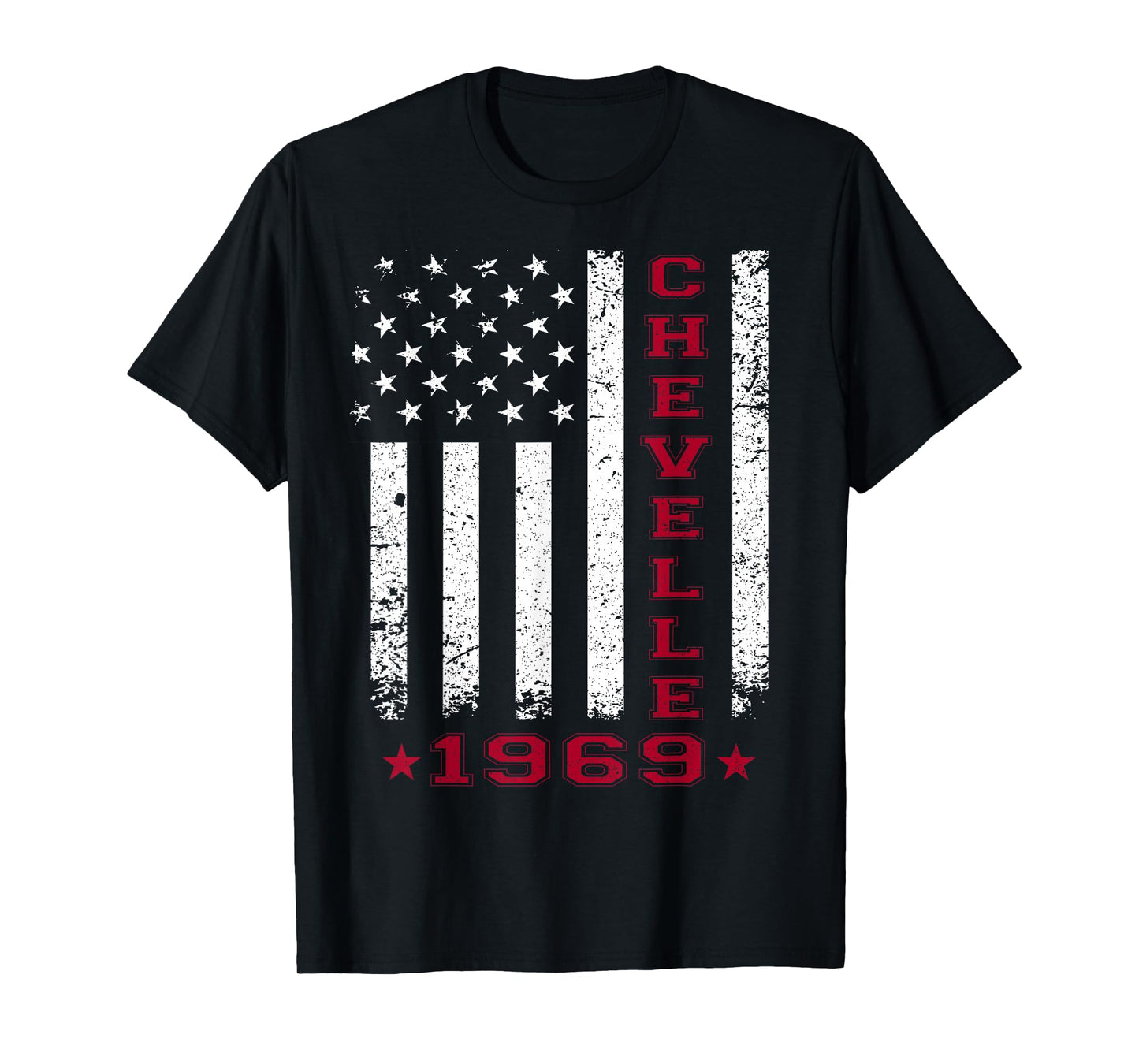 American Flag Jersey Style Chevelle 69 1969 Muscle Car T-Shirt