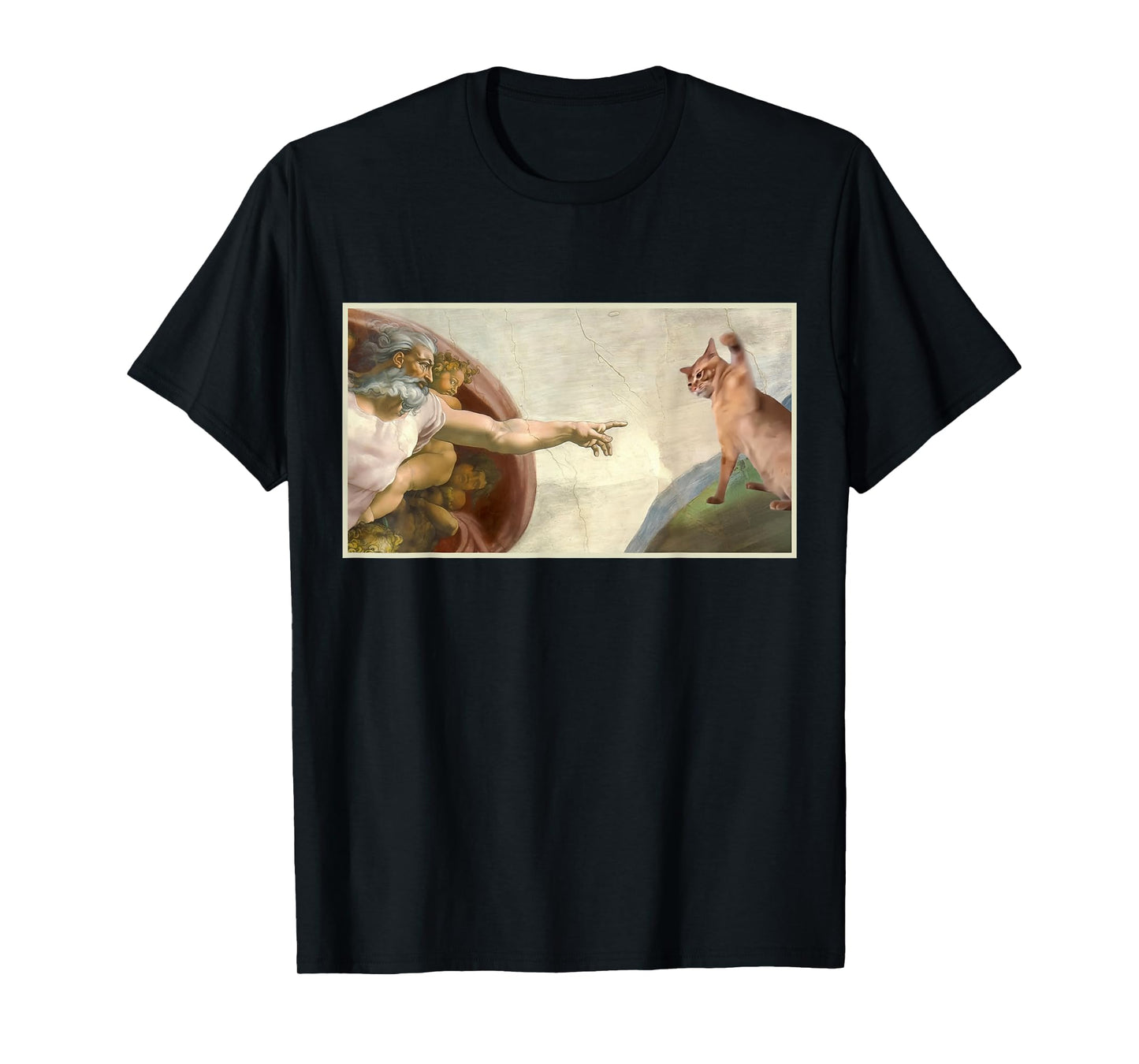 Almighty Slap Funny Cat God Creation of Adam Meme Jesus Art T-Shirt for Men Women Kids