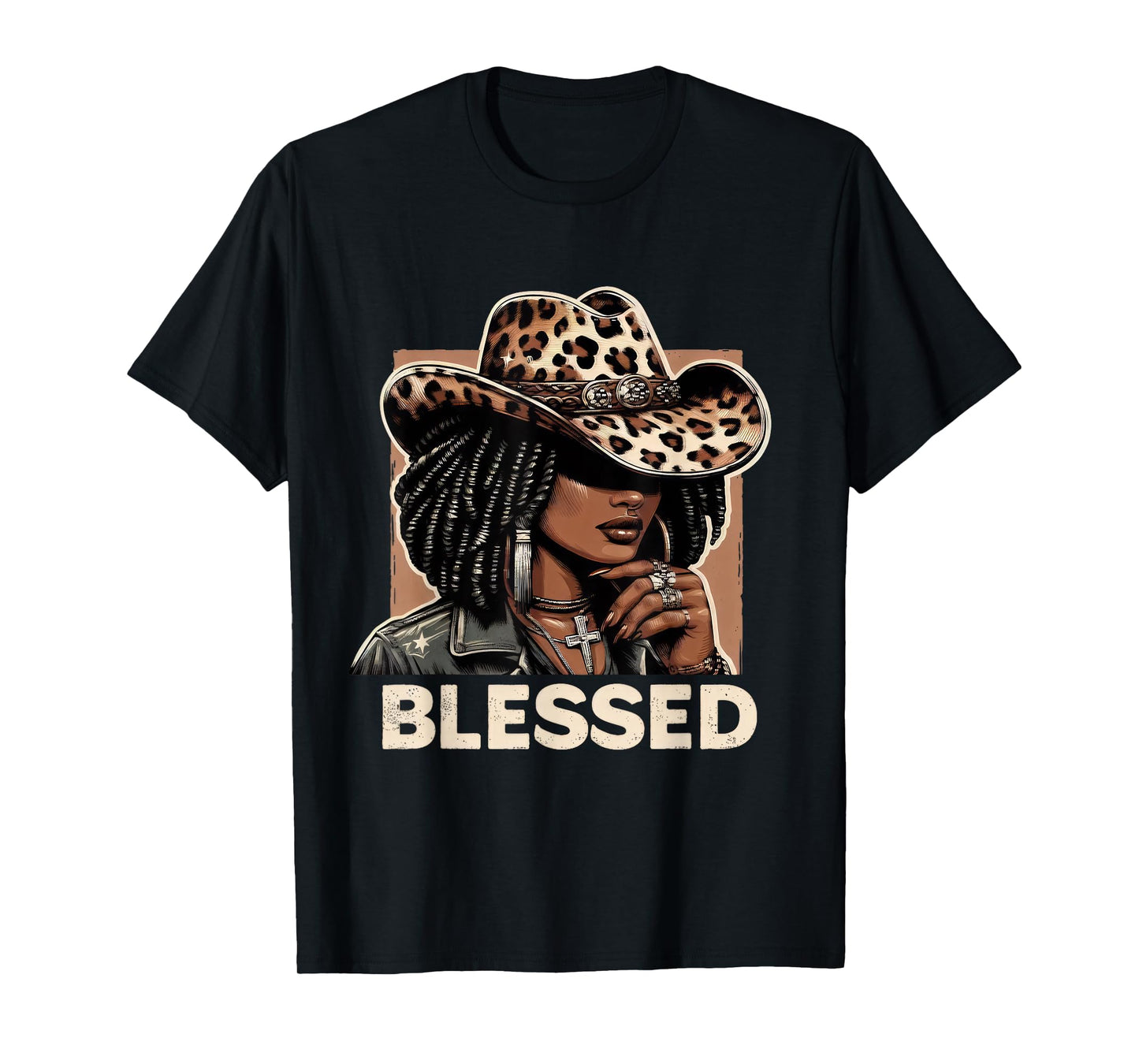 Vintage Black Western Cowgirl Retro African Christian Woman T-Shirt