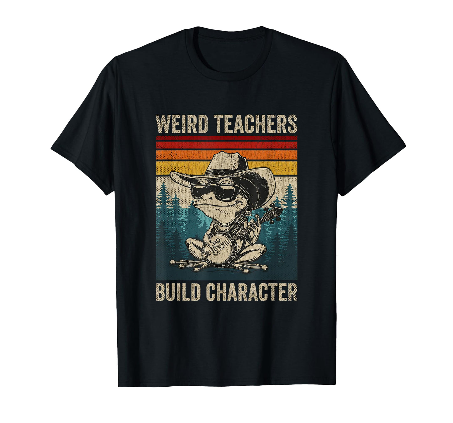 Weird Teachers Build Character Funny Teacher Retro Frog T-Shirt