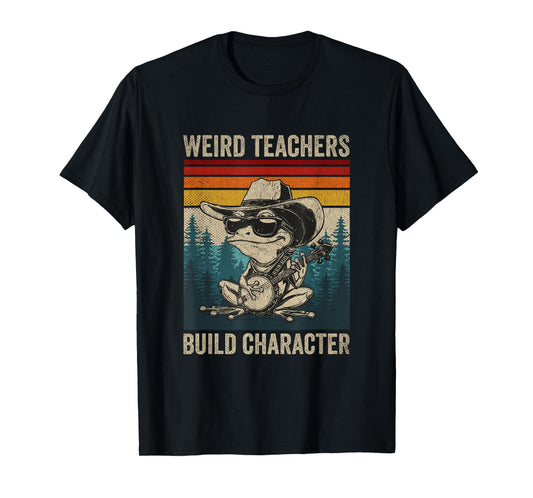 Weird Teachers Build Character Funny Teacher Retro Frog T-Shirt