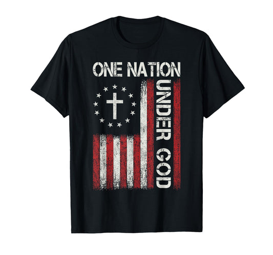One Nation Under God Jesus Christian Faith Flag Religious T-Shirt