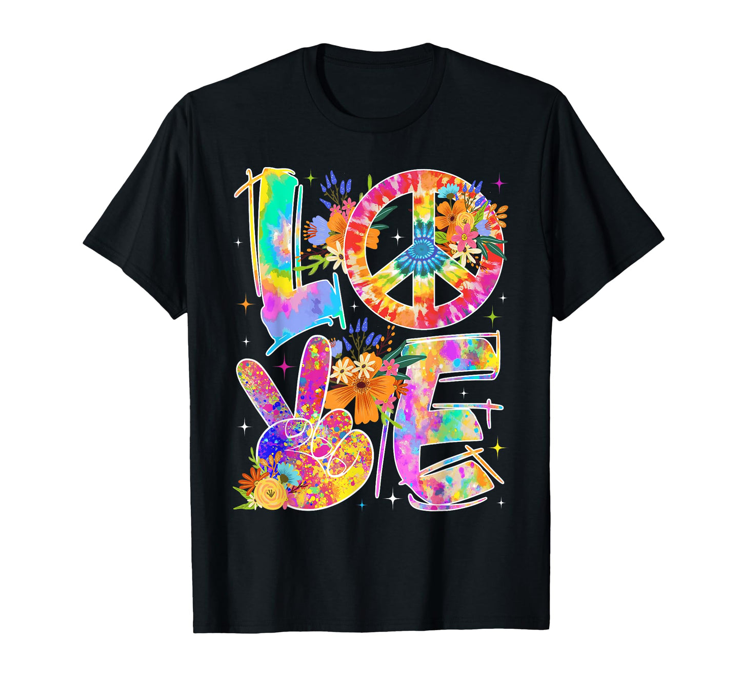Groovy Hippie Style Love Tie Dye Peace Sign World Peace Day T-Shirt
