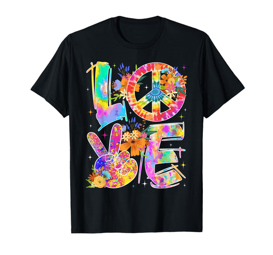 Groovy Hippie Style Love Tie Dye Peace Sign World Peace Day T-Shirt