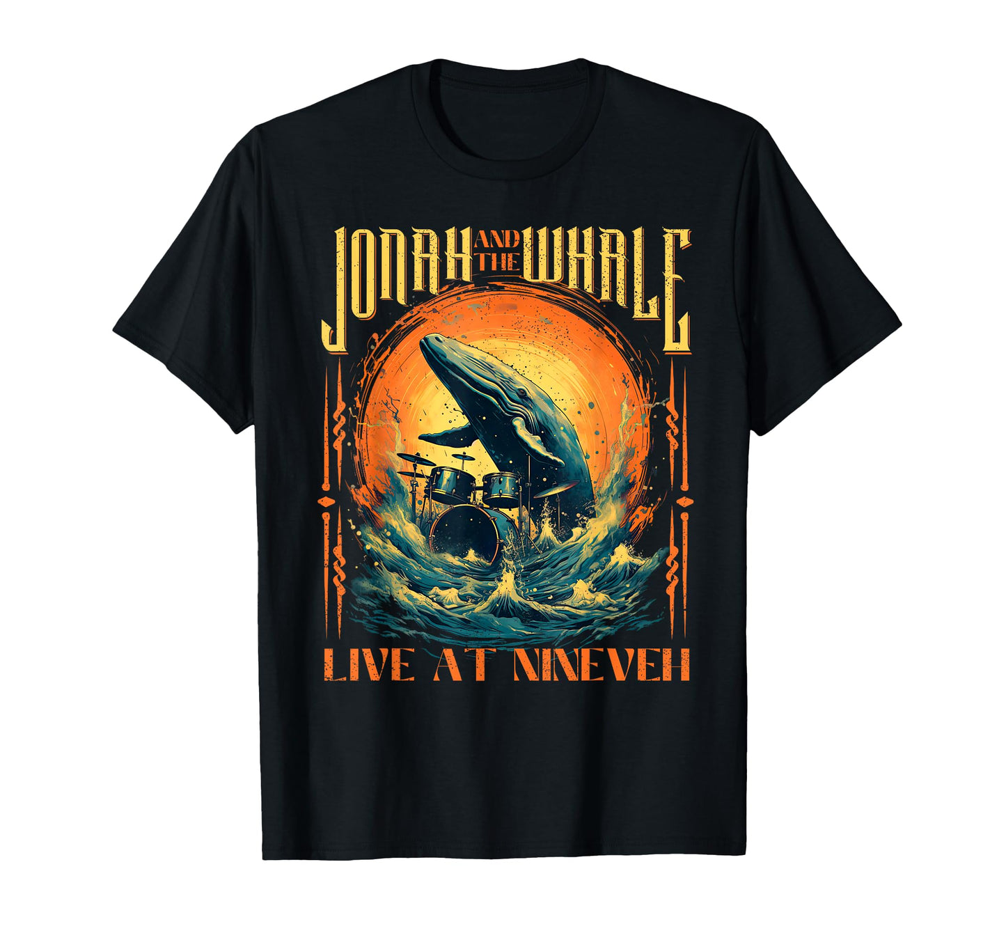 Christian Gift for Men Jonah Whale Funny Rock Band Vintage T-Shirt