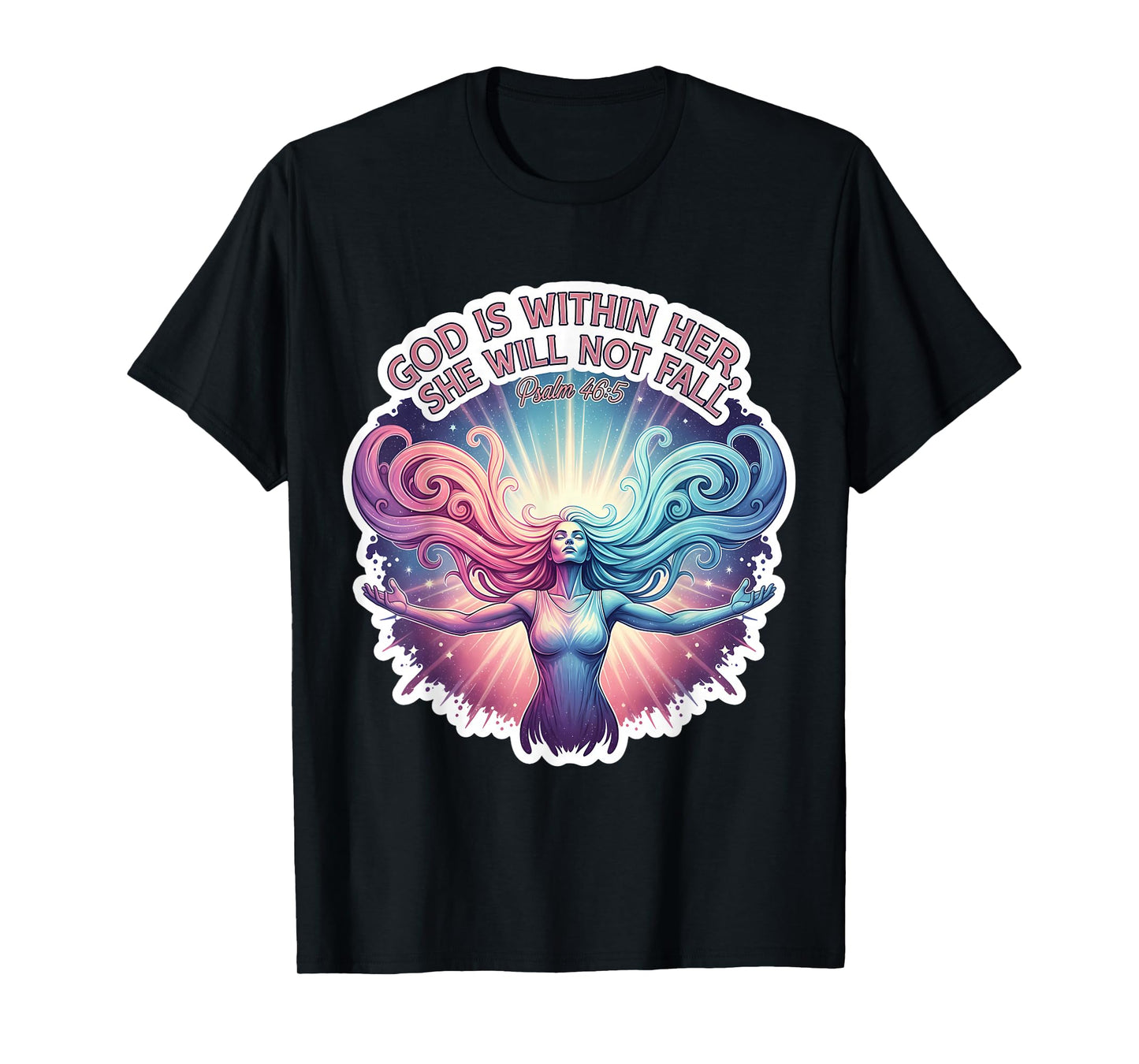 God is Whithin Her She Will Not Fall Christian Bible Womens T-Shirt