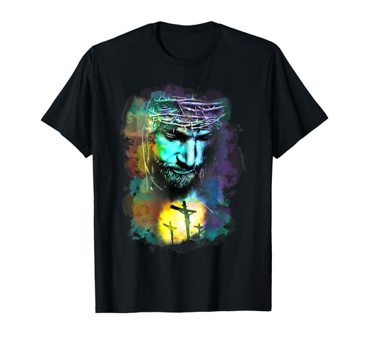 Jesus Christ Cross Religious Picture Christian Art Print T-Shirt