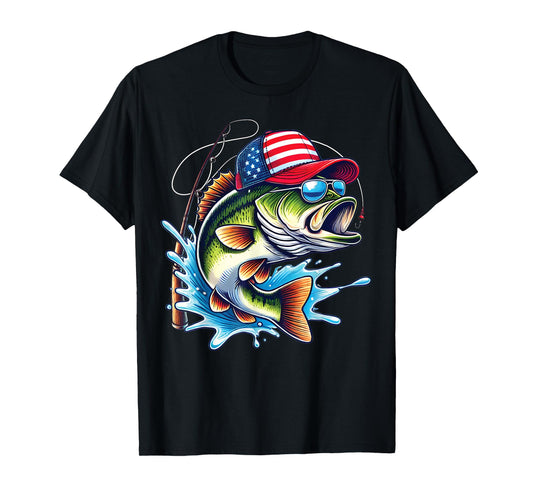 American Flag Fishing Lovers Fisherman Funny Fishing USA T-Shirt