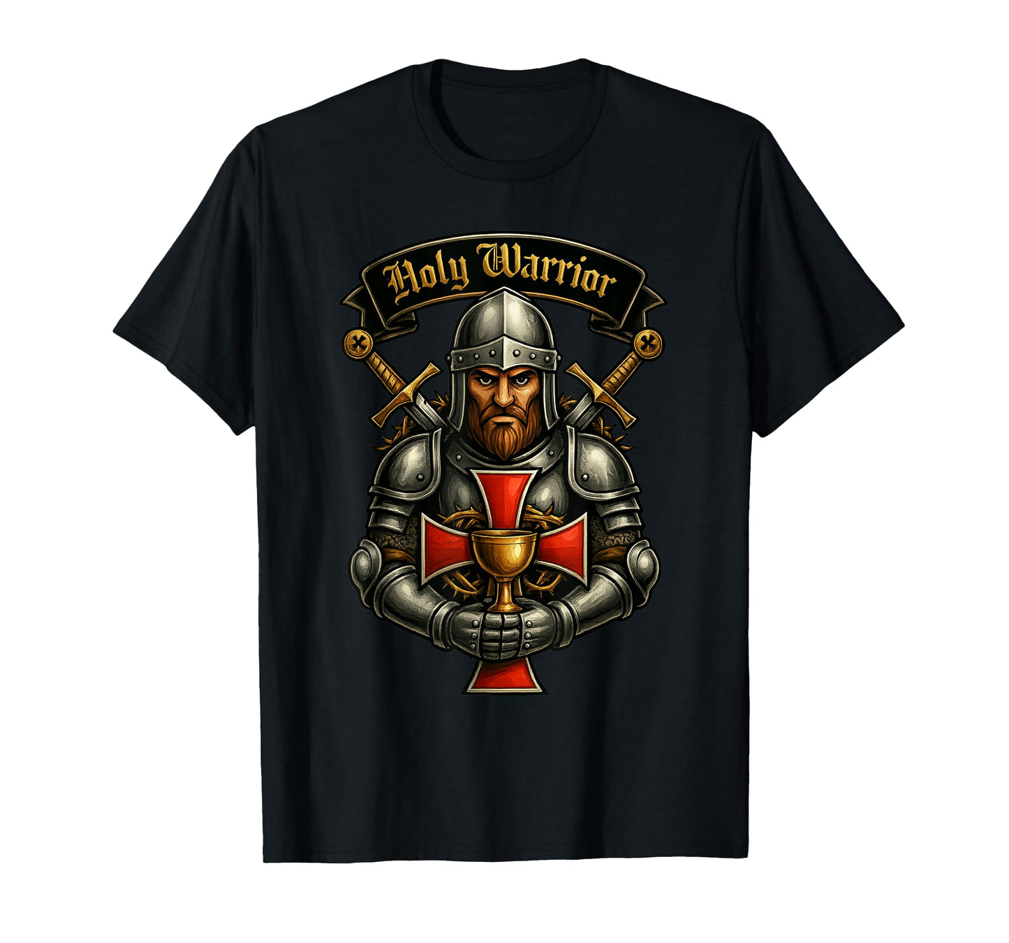 Holy Warrior - Catholic Templar Knight Crusader T-Shirt