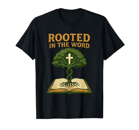 Christian Rooted in The Word Bible Tree Faith DNA T-Shirt