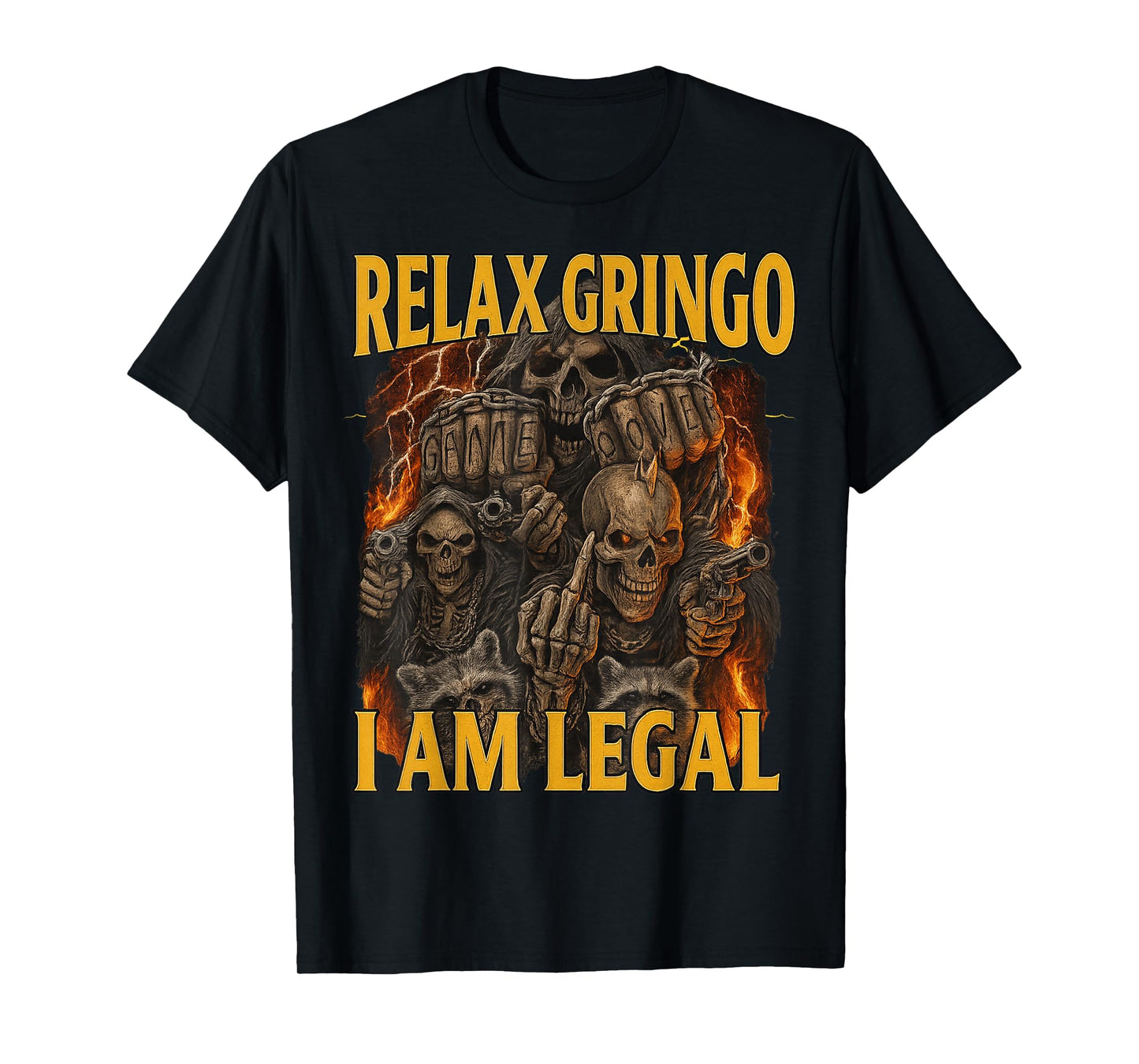 Relax Gringo Funny Skeleton Bootleg Funny 90s Memes T-Shirt