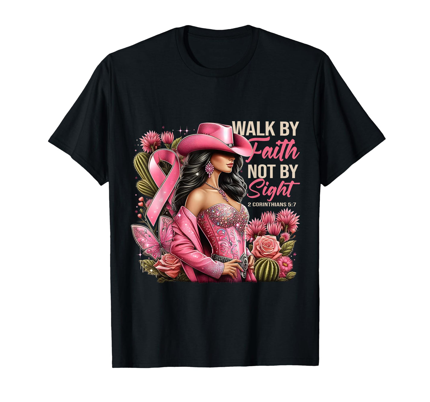 Walk by Faith Breast Cancer Awareness Cowgirl T-Shirt