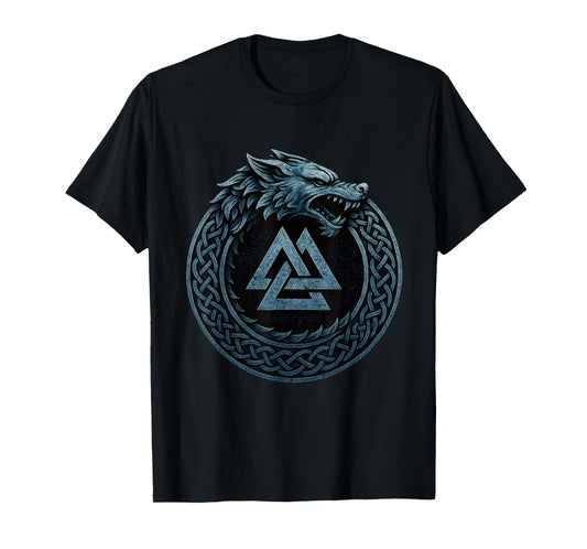 Fenrir Wolf Ouroboros Valknut Norse Myth Viking Symbol T-Shirt