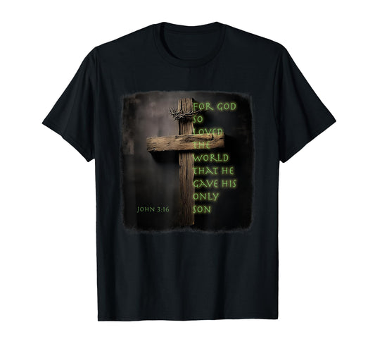 Christian Cross Bible John 3:16 Reflection 09R9KH T-Shirt
