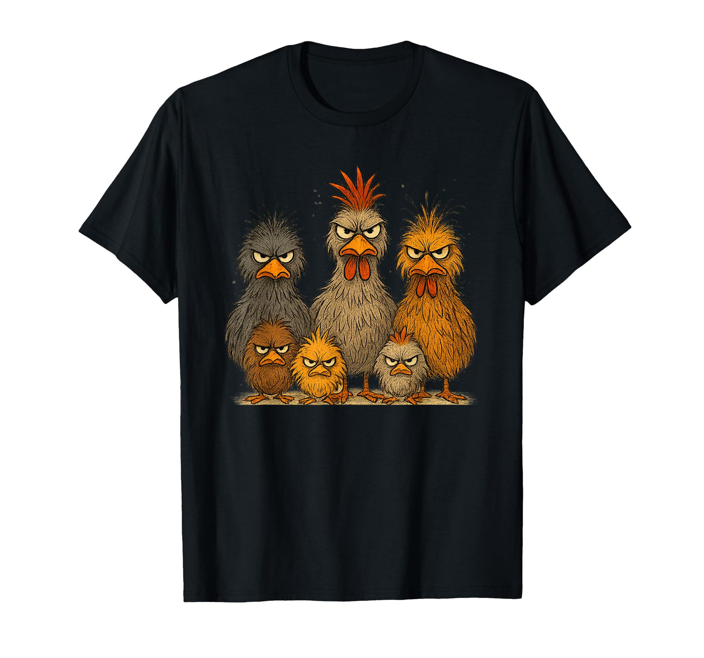 Angry Eagerlys Colorful Chicken Art, Crazy Chicken Family T-Shirt
