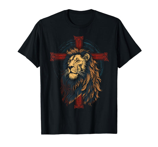 Christian Cross Lion Judah Religious Faith Jesus Pastor T-Shirt