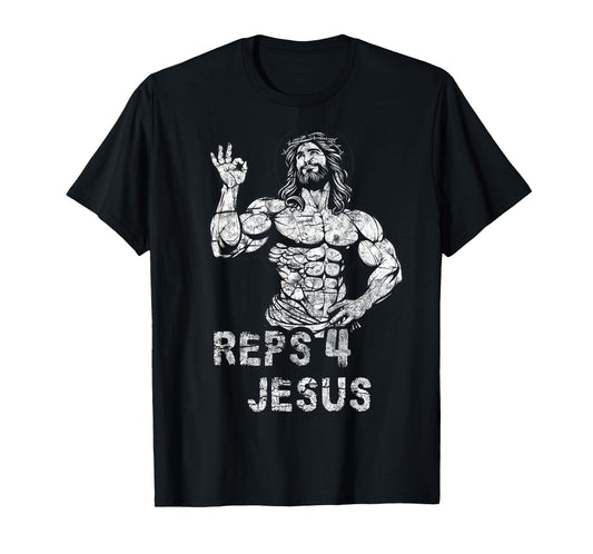 Funny Christian Reps 4 Jesus Funny Workout Bodybuilding Gym T-Shirt