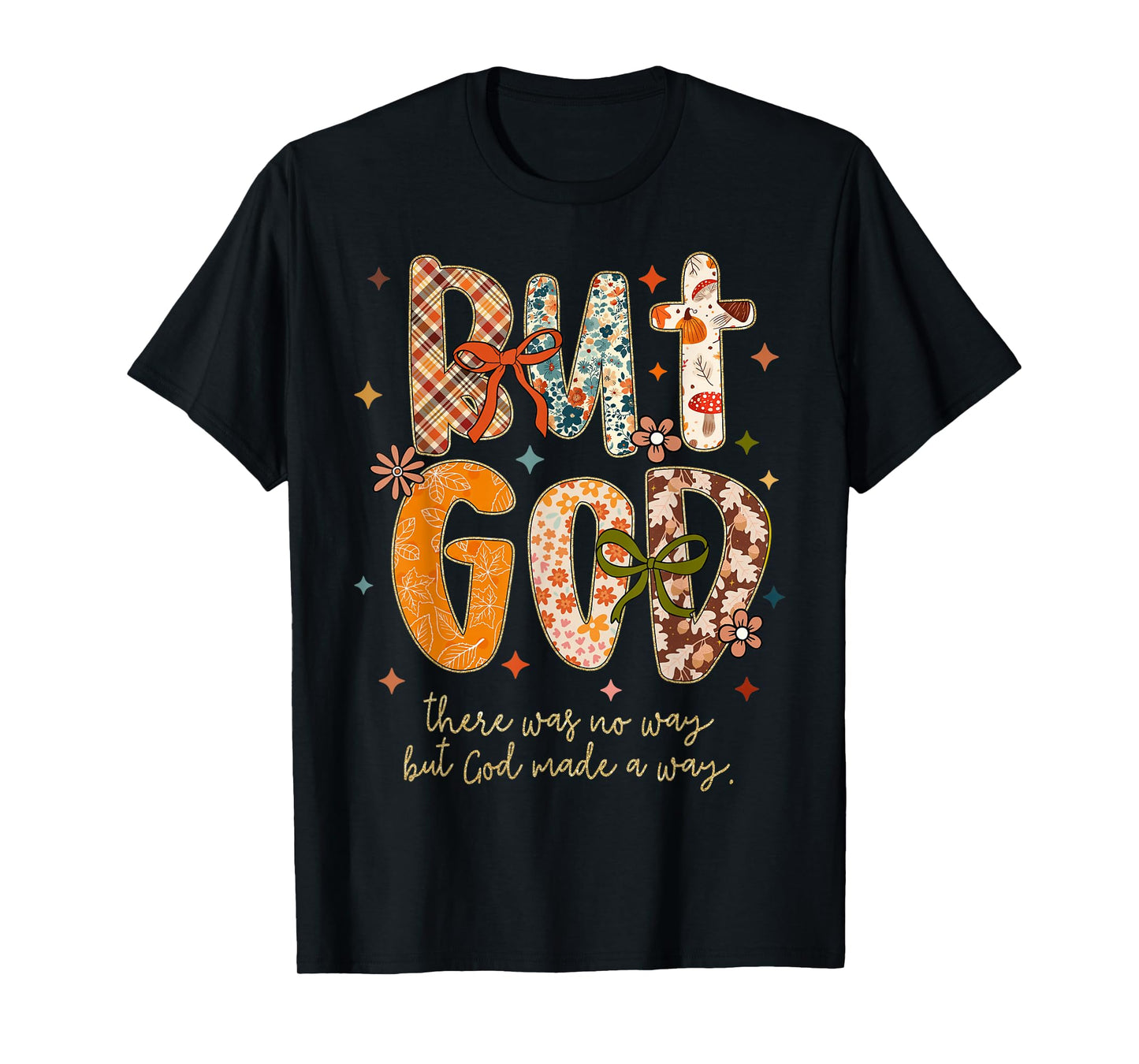 But God Christian Fall Autumn Thankful Floral Coquette Bow T-Shirt