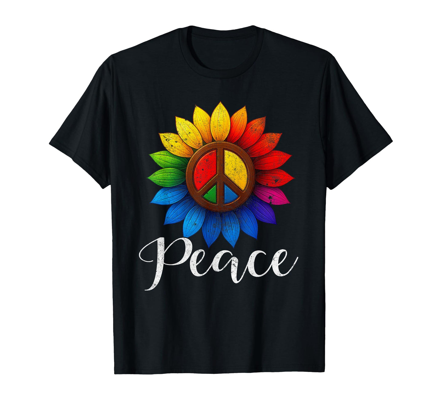 Retro World Peace Day Peace Sign Sunflower Day of Peace Kids T-Shirt