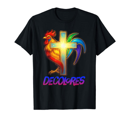 DeColores Cursillo Rainbow Rooster Catholic T-Shirt